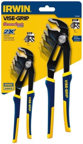 Irwin - 2 Piece GrooveLock Plier Set - Comes in Clamshell - Americas Industrial Supply