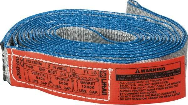 Lift-All - 10' Long x 2" Wide, 6,400 Lb Vertical Capacity, 1 Ply, Nylon Web Sling - 5,000 Lb Choker Capacity - Americas Industrial Supply