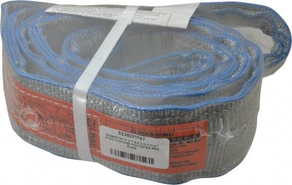 Lift-All - 7' Long x 3" Wide, 8,600 Lb Vertical Capacity, 2 Ply, Polyester Web Sling - 6,900 Lb Choker Capacity - Americas Industrial Supply