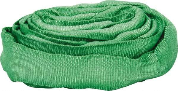 Lift-All - 6' Long x 1-3/8" Wide, 5,300 Lb Vertical Capacity, Polyester Web Sling - 4,200 Lb Choker Capacity, 7/8" Diam Chain, Green - Americas Industrial Supply