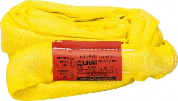 Lift-All - 6' Long x 1-3/4" Wide, Polyester Web Sling - 6,700 Lb Choker Capacity, 1-1/8" Diam Chain, Yellow - Americas Industrial Supply