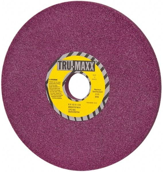 Tru-Maxx - 8" Diam x 1-1/4" Hole x 1/2" Thick, H Hardness, 46 Grit Surface Grinding Wheel - Aluminum Oxide, Type 1, Coarse Grade, 3,105 Max RPM, No Recess - Americas Industrial Supply