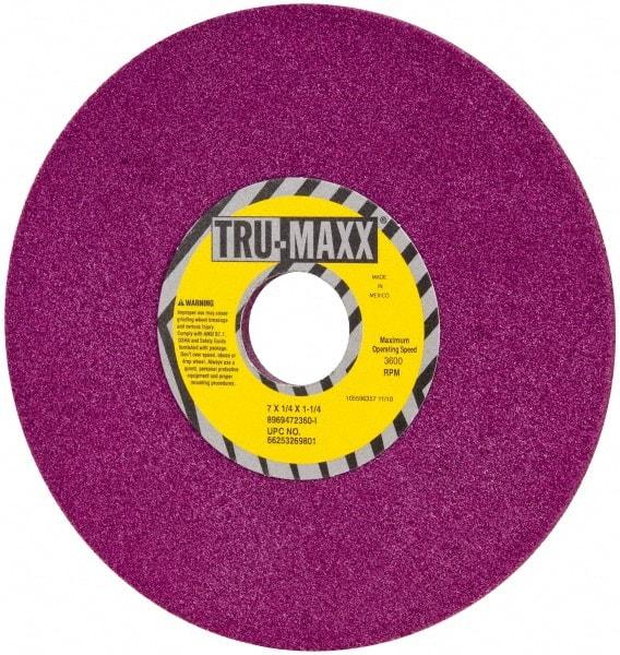 Tru-Maxx - 7" Diam x 1-1/4" Hole x 1/4" Thick, I Hardness, 60 Grit Surface Grinding Wheel - Aluminum Oxide, Type 1, Medium Grade, 3,600 Max RPM, No Recess - Americas Industrial Supply