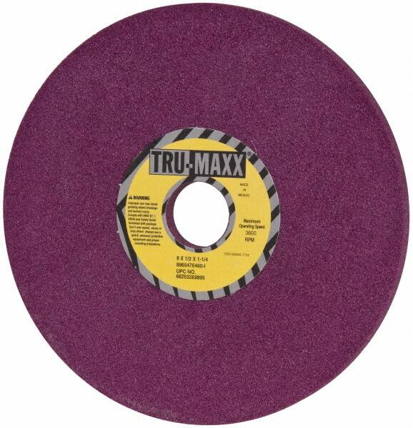 Tru-Maxx - 8" Diam x 1-1/4" Hole x 1/2" Thick, I Hardness, 60 Grit Surface Grinding Wheel - Aluminum Oxide, Type 1, Medium Grade, 3,600 Max RPM, No Recess - Americas Industrial Supply