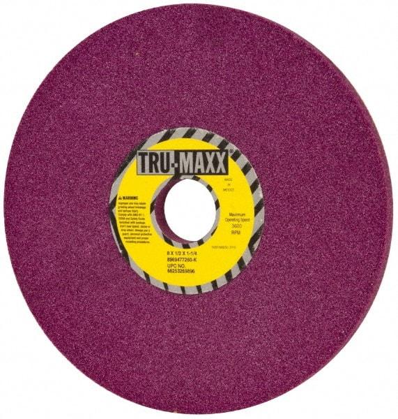 Tru-Maxx - 8" Diam x 1-1/4" Hole x 1/2" Thick, K Hardness, 60 Grit Surface Grinding Wheel - Aluminum Oxide, Type 1, Medium Grade, 3,600 Max RPM, No Recess - Americas Industrial Supply