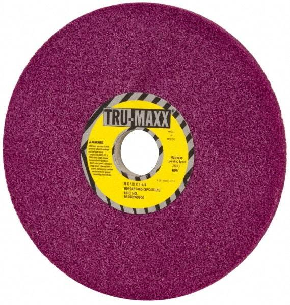 Tru-Maxx - 8" Diam x 1-1/4" Hole x 1/2" Thick, G Hardness, 60 Grit Surface Grinding Wheel - Aluminum Oxide, Type 1, Coarse Grade, 3,600 Max RPM, No Recess - Americas Industrial Supply