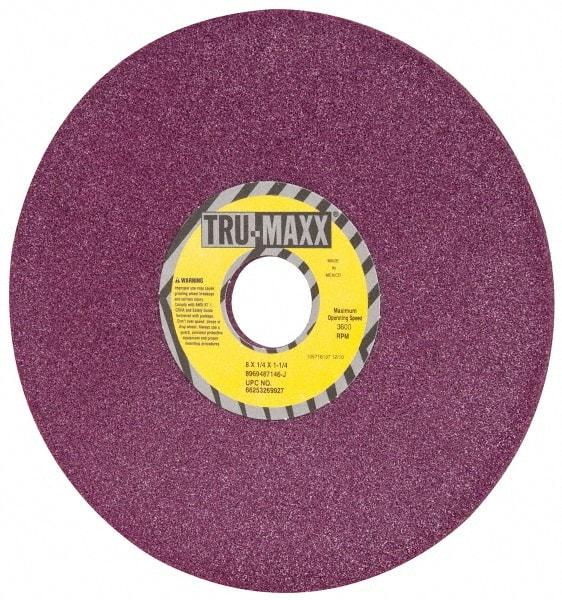 Tru-Maxx - 8" Diam x 1-1/4" Hole x 1/4" Thick, J Hardness, 46 Grit Surface Grinding Wheel - Aluminum Oxide, Type 1, Coarse Grade, 3,600 Max RPM, No Recess - Americas Industrial Supply