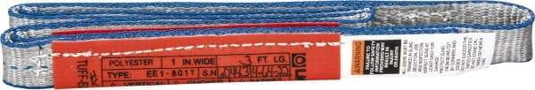 Lift-All - 3' Long x 1" Wide, 1,600 Lb Vertical Capacity, 1 Ply, Polyester Web Sling - 1,250 Lb Choker Capacity - Americas Industrial Supply