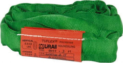 Lift-All - 3' Long x 3" Wide, 5,300 Lb Vertical Capacity, Polyester Web Sling - 4,200 Lb Choker Capacity, 7/8" Diam Chain, Green - Americas Industrial Supply