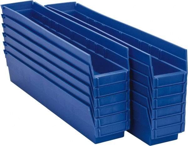 Akro-Mils - 23-5/8" Deep, Blue Hopper Shelf Bin - 4" High x 4-1/8" Wide x 23-5/8" Long - Americas Industrial Supply