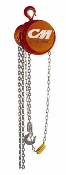 CM - 4,000 Lb Lifting Capacity, 8' Lift Height, Hand Hoist - Made from Chain, 52' Overhaul to Lift 1', 83 Lb Avg Pull to Lift Rated Load, 1 Chain - Americas Industrial Supply