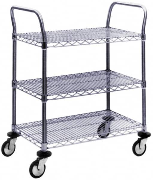 Value Collection - 600 Lb Capacity, 18" Wide x 72" Long x 39" High Wire Cart - 3 Shelf, Steel, Swivel Casters - Americas Industrial Supply