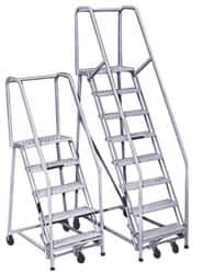 PW Platforms - 2 Step Ladder - Rolling Safety Ladder, 300 Lb Capacity, 20" Platform Height, 20" Base Width x 20" Base Depth, Perforated Tread - Americas Industrial Supply