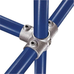Kee - 2" Pipe, Side Outlet Tee, Side Outlet Cross, Malleable Iron Cross Pipe Rail Fitting - Galvanized Finish - Americas Industrial Supply