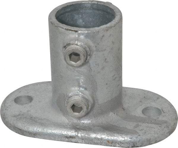 Kee - 1-1/4" Pipe, Railing Flange, Malleable Iron Flange Pipe Rail Fitting - Galvanized Finish - Americas Industrial Supply