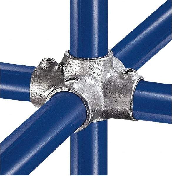 Kee - 1-1/4" Pipe, Four Socket Cross, Malleable Iron Cross Pipe Rail Fitting - Galvanized Finish - Americas Industrial Supply