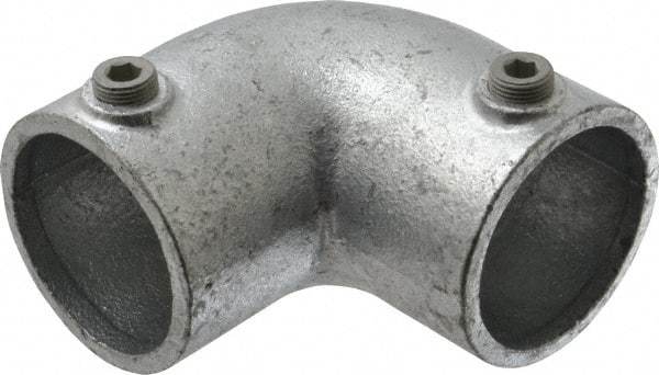 Kee - 2" Pipe, 90° Elbow, Malleable Iron Elbow Pipe Rail Fitting - Galvanized Finish - Americas Industrial Supply