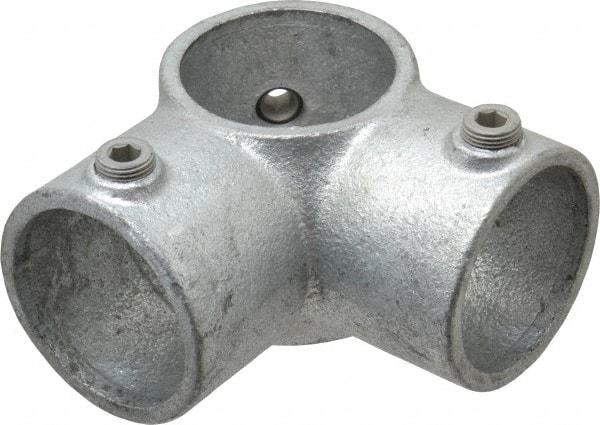 Kee - 2" Pipe, 90° Two Socket Tee, Malleable Iron Tee Pipe Rail Fitting - Galvanized Finish - Americas Industrial Supply