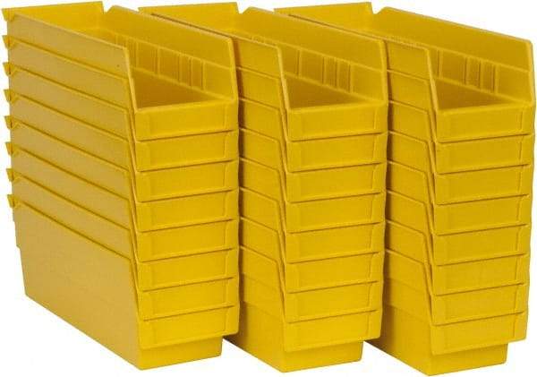 Akro-Mils - 11-5/8" Deep, Yellow Hopper Shelf Bin - 4" High x 4-1/8" Wide x 11-5/8" Long - Americas Industrial Supply