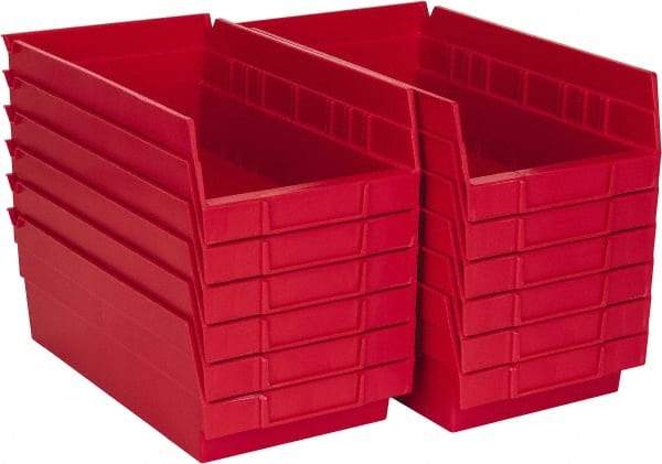 Akro-Mils - 11-5/8" Deep, Red Hopper Shelf Bin - 4" High x 6-5/8" Wide x 11-5/8" Long - Americas Industrial Supply