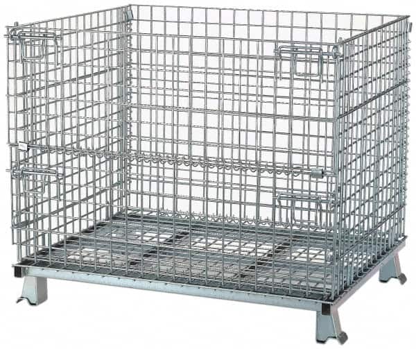 Nashville Wire - 40" Long x 32" Wide x 34-1/2" High Steel Basket-Style Bulk Folding Wire Stackable Container - 4,000 Lb. Load Capacity - Americas Industrial Supply