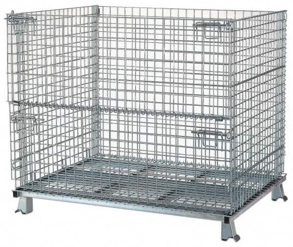 Nashville Wire - 48" Long x 40" Wide x 36" High Steel Basket-Style Bulk Folding Wire Stackable Container - 4,000 Lb. Load Capacity - Americas Industrial Supply