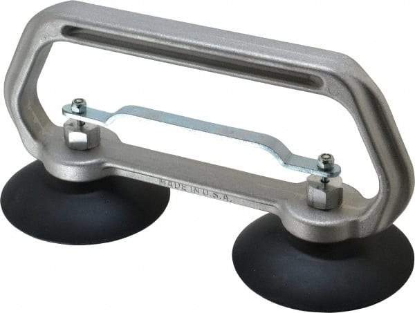 Made in USA - 50 Lb. Capacity Heavy Duty Double Cup Sheet Metal Lifter with Release Trigger - 10 Inch Handle Length and 4 Inch Cup Diameter - Americas Industrial Supply
