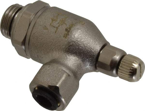 Legris - 6mm Tube OD x 1/4" BSPP Metal Flow Control Regulator - 0 to 145 psi, Buna Nitrile O-Ring & Treated Brass Material - Americas Industrial Supply