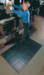 Wearwell - 3' Long x 30" Wide x 7/8" Thick, Anti-Fatigue Modular Matting Tiles - Black, For Dry & Wet Areas, Series 477 - Americas Industrial Supply