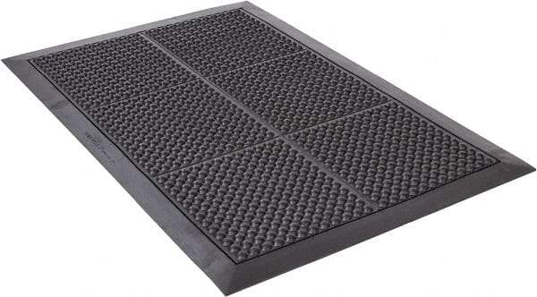 Wearwell - 3' Long x 2' Wide, Dry Environment, Anti-Fatigue Matting - Black, Natural Rubber with Rubber Base, Beveled on 4 Sides - Americas Industrial Supply