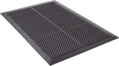 Wearwell - 3' Long x 2' Wide, Dry Environment, Anti-Fatigue Matting - Black, Natural Rubber with Rubber Base, Beveled on 4 Sides - Americas Industrial Supply