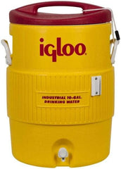 Igloo - 10 Gal Beverage Cooler - Plastic, Yellow/Red - Americas Industrial Supply