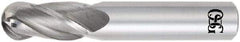 OSG - 12mm Diam, 25mm LOC, 4 Flute Solid Carbide Ball End Mill - TiAlN Finish, Single End, 76mm OAL, 76mm Shank Diam, Spiral Flute - Americas Industrial Supply