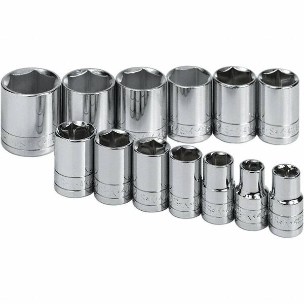 SK - 1/2" Drive Standard Socket Set - 7/16 to 1-1/4", Inch Measurement Standard - Americas Industrial Supply