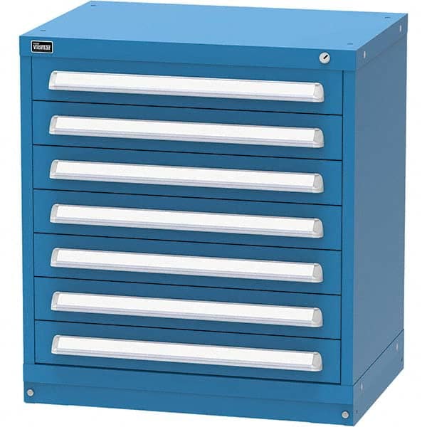 Vidmar - 7 Drawer, 45 Compartment Bright Blue Steel Modular Storage Cabinet - Americas Industrial Supply