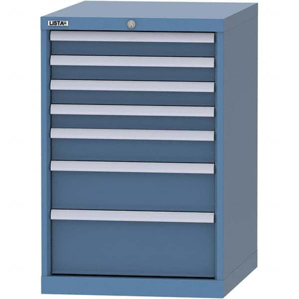 LISTA - 7 Drawer, 99 Compartment Bright Blue Steel Modular Storage Cabinet - Americas Industrial Supply