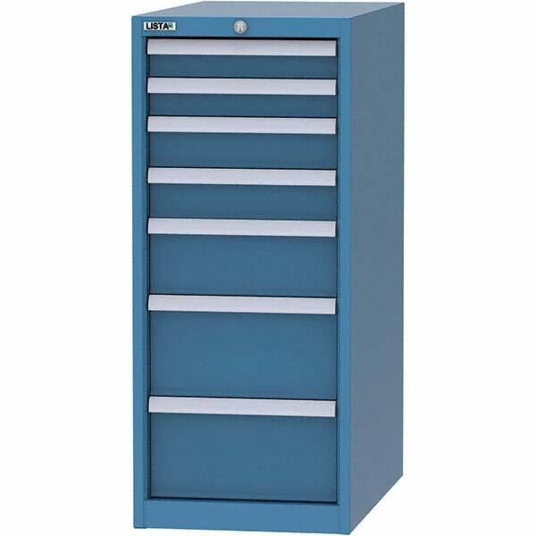 LISTA - 7 Drawer, 45 Compartment Bright Blue Steel Modular Storage Cabinet - Americas Industrial Supply