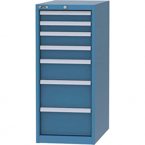 LISTA - 7 Drawer, 45 Compartment Bright Blue Steel Modular Storage Cabinet - Americas Industrial Supply
