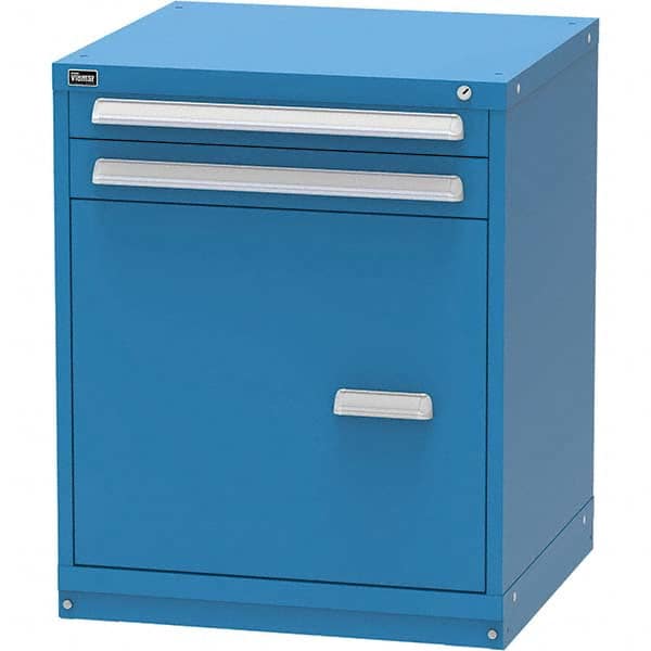 Vidmar - 2 Drawer Bright Blue Steel Modular Storage Cabinet - Americas Industrial Supply