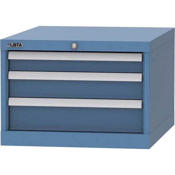 LISTA - 3 Drawer, 99 Compartment Bright Blue Steel Modular Storage Cabinet - Americas Industrial Supply