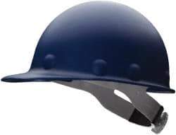 Fibre-Metal - ANSI Type I, Class G Rated, 8-Point, Ratchet Adjustment Hard Hat - Size 6-1/2 to 8, Blue, Standard Brim - Americas Industrial Supply