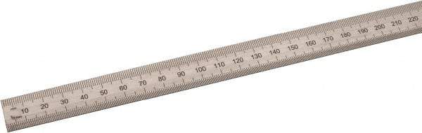 SPI - 36" Long, 0.5, 1mm Graduation, Flexible Steel Rule - Metric Graduation Style, 3/4" Wide, Silver, Satin Chrome Finish - Americas Industrial Supply