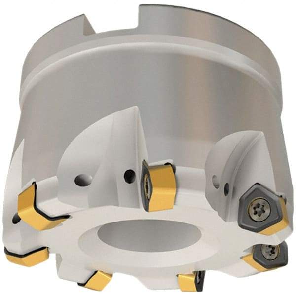 Iscar - 9 Inserts, 4.921" Cutter Diam, 0.079" Max Depth of Cut, Indexable High-Feed Face Mill - 1-1/2" Arbor Hole Diam, 2.48" High, FF FWX-08 Toolholder, H600 WXCU 08 Inserts, Series Helido - Americas Industrial Supply