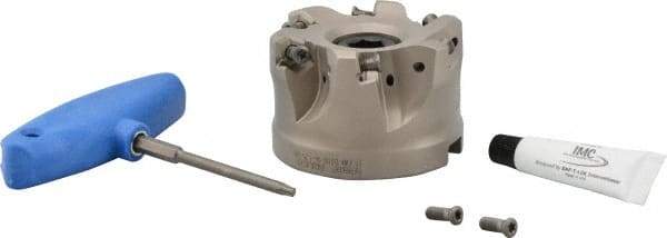 Iscar - 6 Inserts, 3" Cutter Diam, 0.08" Max Depth of Cut, Indexable High-Feed Face Mill - 1-1/4" Arbor Hole Diam, 2" High, FF FWX-08 Toolholder, H600 WXCU 08 Inserts, Series Helido - Americas Industrial Supply