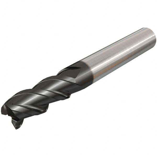 Iscar - 14mm, 25mm LOC, 14mm Shank Diam, 83mm OAL, 3 Flute, Solid Carbide Square End Mill - Single End, TiAlN Finish, Spiral Flute, 45° Helix, Right Hand Cut, Right Hand Flute - Americas Industrial Supply