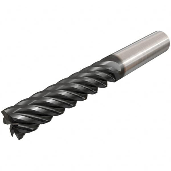 Iscar - 10mm, 60mm LOC, 10mm Shank Diam, 110mm OAL, 4 Flute, Solid Carbide Square End Mill - Single End, TiAlN Finish, Spiral Flute, 45° Helix, Right Hand Cut, Right Hand Flute - Americas Industrial Supply
