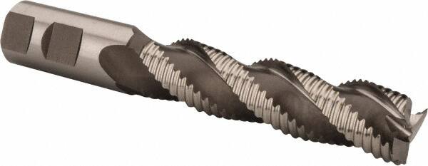Hertel - 1" Diam, Coarse Pitch, 4" LOC, 3 Flute Cobalt Roughing Square End Mill - Uncoated, 6-1/2" OAL, 1" Shank Diam, Single End, Centercutting, 37° Helix - Americas Industrial Supply