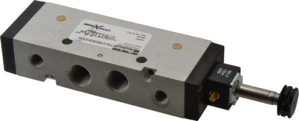 Parker - 3/8" NPT Port, Single Solenoid, 2 Position Valveless Coil, Aluminum Solenoid Valve - Normally Open Through Ports 1 & 2, 232 Max PSI, Buna-N Seal - Americas Industrial Supply