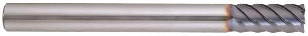 Niagara Cutter - 1/4", 5/8" LOC, 1/4" Shank Diam, 3" OAL, 6 Flute, Solid Carbide Square End Mill - Single End, AlTiN Finish, Spiral Flute, 45° Helix, Centercutting, Right Hand Cut, Right Hand Flute, Series MZ645 - Americas Industrial Supply