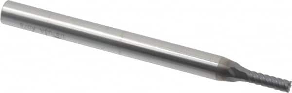 Niagara Cutter - 1/8", 3/8" LOC, 1/4" Shank Diam, 3" OAL, 6 Flute, Solid Carbide Square End Mill - Single End, AlTiN Finish, Spiral Flute, 45° Helix, Centercutting, Right Hand Cut, Right Hand Flute, Series MZ645 - Americas Industrial Supply